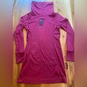 Lole Cowl-Neck Sweatshirt Dress in Magenta